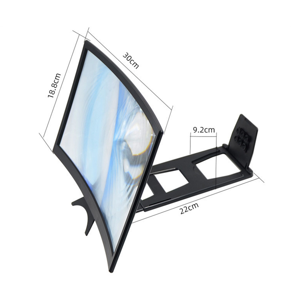 12" inch Mobile Phone Curved Screen Magnifier 3D Video Amplifier Stand Foldable