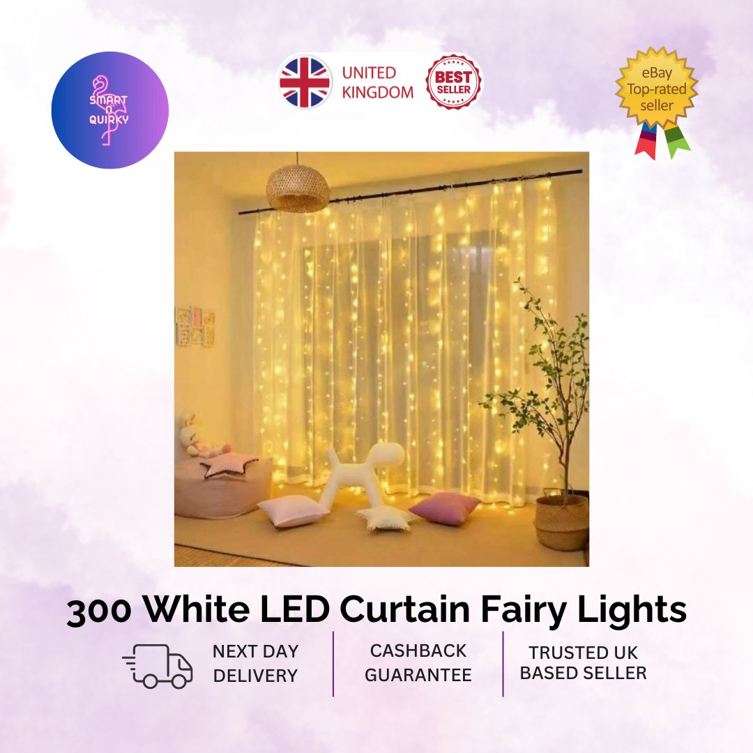 300 LED Curtain Fairy Lights String Indoor/Outdoor Wedding Wall Decoration