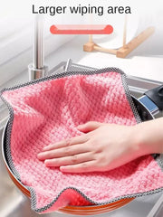 3 × Kitchen towel Rag microfiber dish cloth non-stick oil thickened absorbent