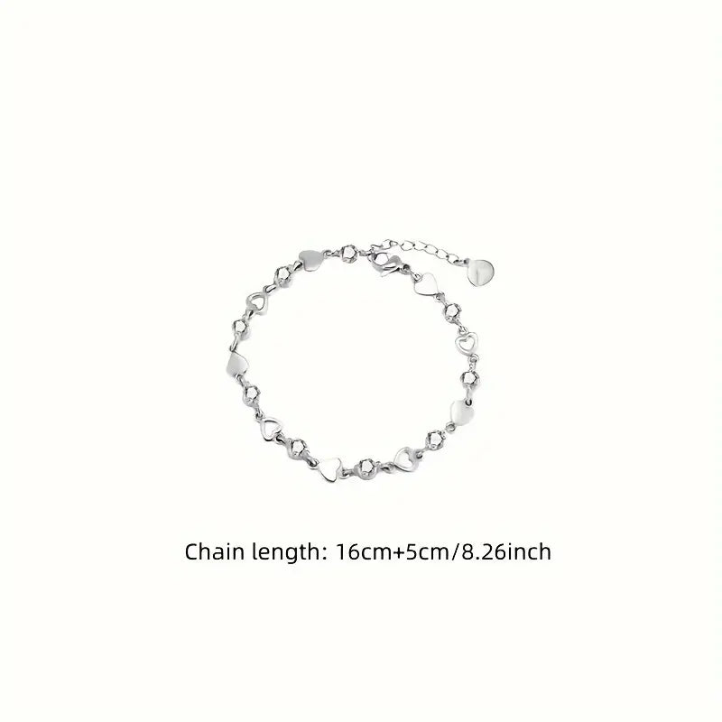 Bracelet Bangle Women Crystal Heart Sterling Silver Jewellery Love Gift UK