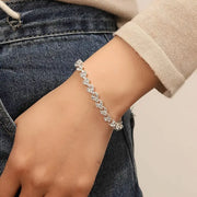 Bracelet Bangle Women Crystal Heart Sterling Silver Jewellery Love Gift UK