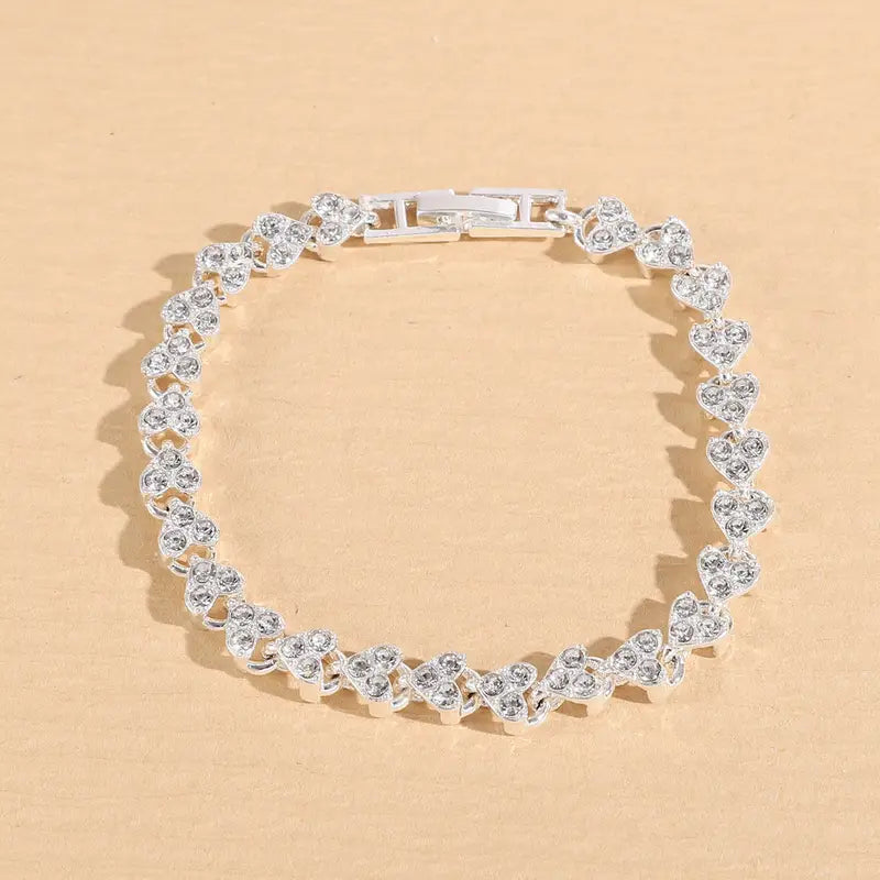 Bracelet Bangle Women Crystal Heart Sterling Silver Jewellery Love Gift UK