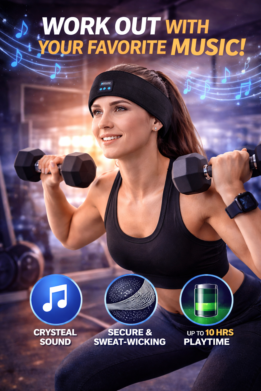 Wireless Bluetooth Headband Headphones – Sleep, Workout & Travel Headphones with Long Battery Life & Soft Fabric Design