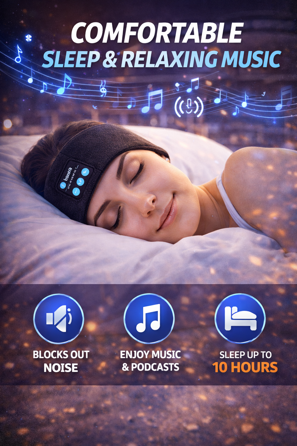 Wireless Bluetooth Headband Headphones – Sleep, Workout & Travel Headphones with Long Battery Life & Soft Fabric Design