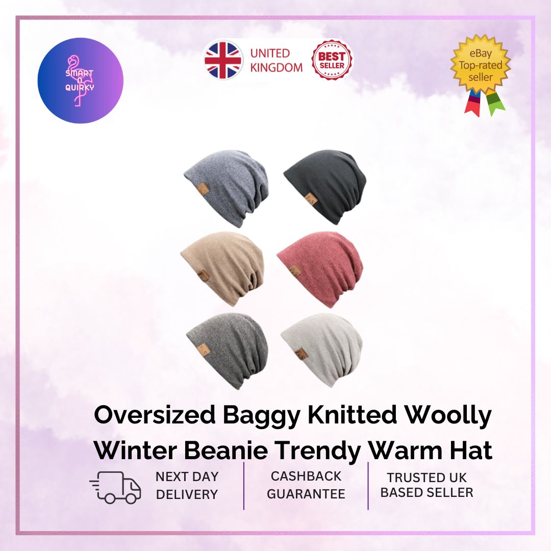 Oversized Baggy Knitted Woolly Winter Beanie Trendy Warm Hat for Men and Women