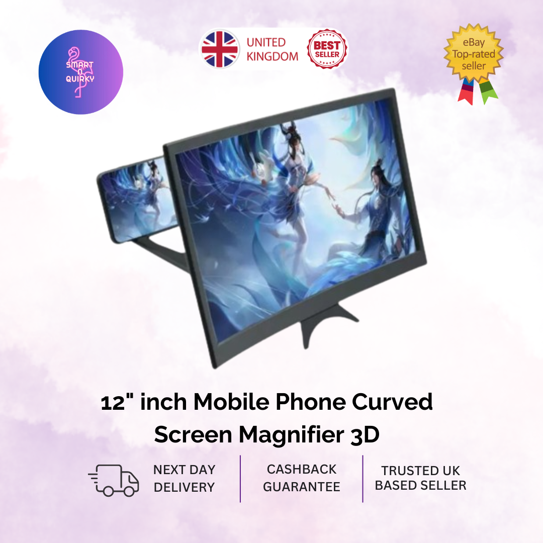 12" inch Mobile Phone Curved Screen Magnifier 3D Video Amplifier Stand Foldable