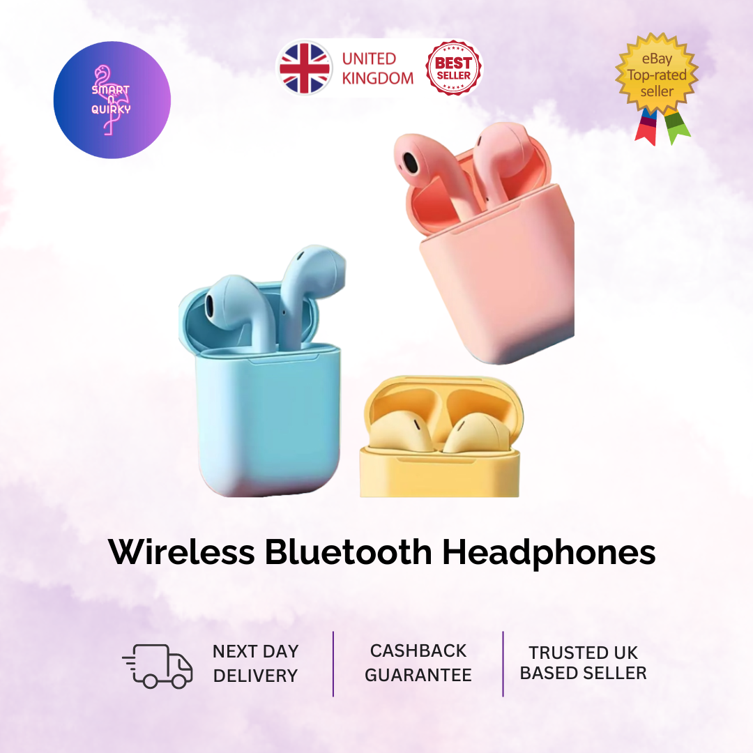 NEW Wireless Bluetooth Headphones Earphone, Apple Earpods rubber case Devices UK