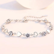 Bracelet Bangle Women Crystal Heart Sterling Silver Jewellery Love Gift UK