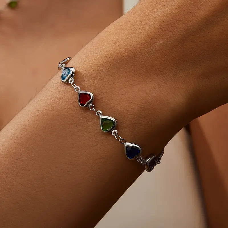 Bracelet Bangle Women Crystal Heart Sterling Silver Jewellery Love Gift UK