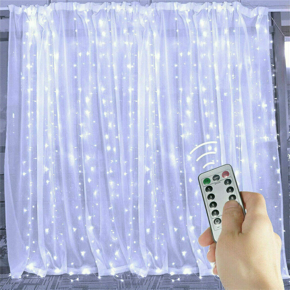 300 LED Curtain Fairy Lights String Indoor/Outdoor Wedding Wall Decoration