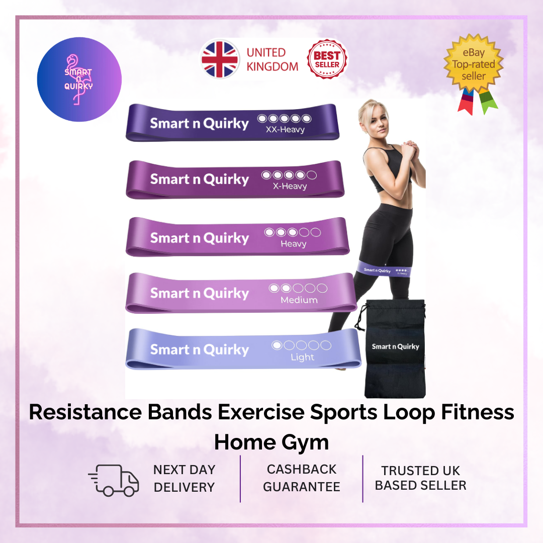 Resistance Bands Exercise Sports Loop Fitness Home Gym Yoga Latex 5Pcs Set