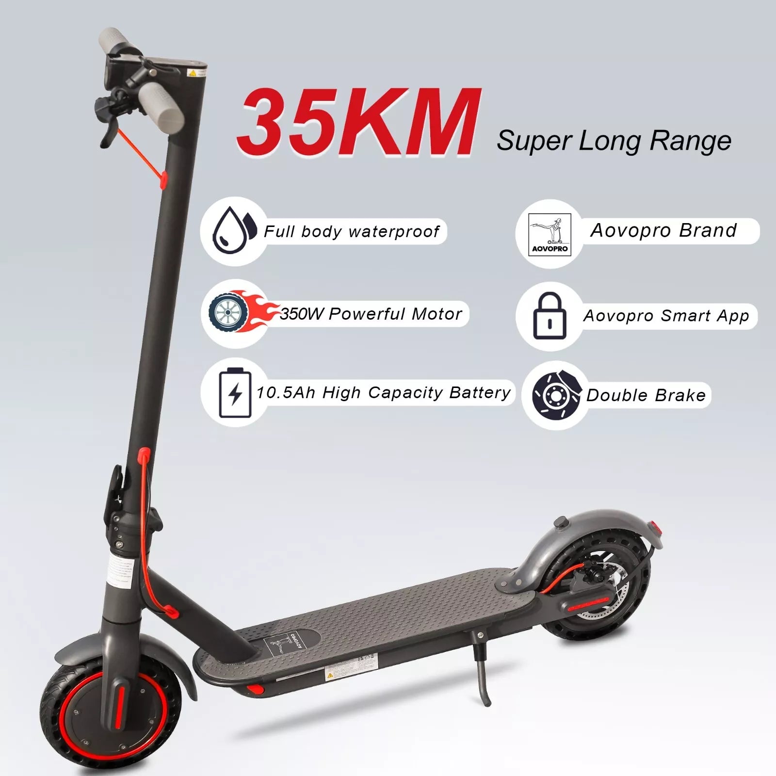 AOVOPRO ES80 Electric Scooter 19MPH 10.5Ah with App New Latest Model escooter