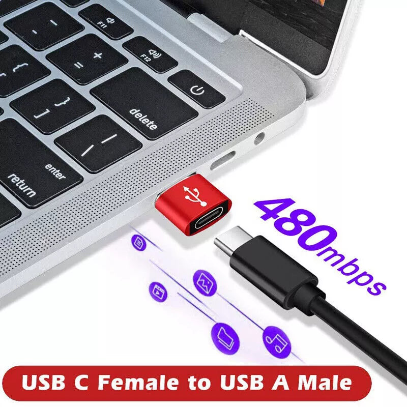 USB to USB C Adapter Type C Female to USB A Male Adapter Charger Cable Converter