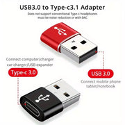 USB to USB C Adapter Type C Female to USB A Male Adapter Charger Cable Converter